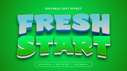 Blue white and green fresh start 3d editable text effect - font style