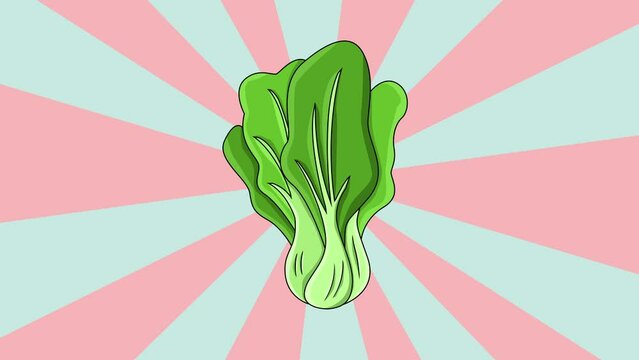 Animated mustard greens icon with a rotating background