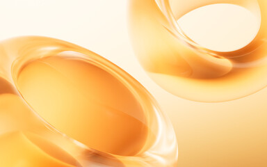 Abstract golden curve geometries background, 3d rendering.