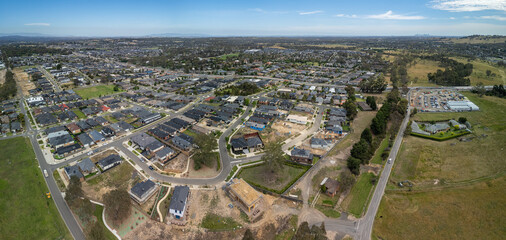 Aerial view of the north Melbourne suburb of Mernda in Victoria Australia - obrazy, fototapety, plakaty