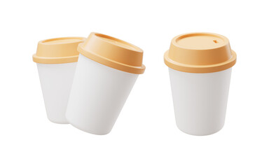 Cartoon style coffee cup, 3d rendering.