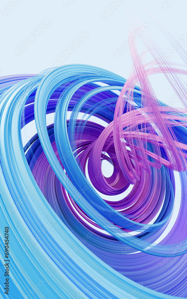 Poster flowing curve lines background, 3d rendering.