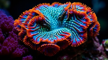 Fototapeta na wymiar Amazing colorful open brain coral
