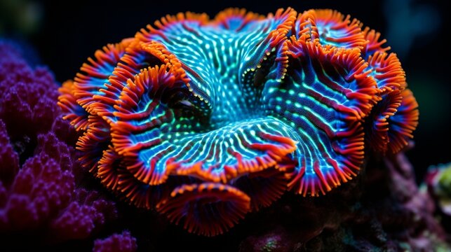 Amazing colorful open brain coral