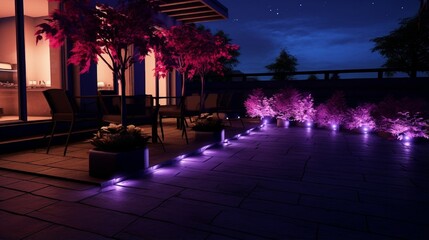 Ambient lighting on terrace and garden with rgb spots