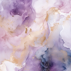 Watercolor Wash Cosmic Purple and Teal with Golden Splatter