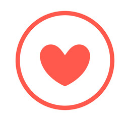シンプルな赤色のハートマークアイコン