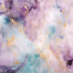 Watercolor Wash Cosmic Purple and Teal with Golden Splatter