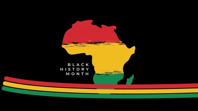 black history month with south africa map animation , south africa flag color, celebrating black history month of february