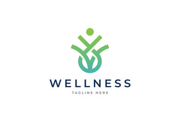 Wellness and healthy Logo. people with tree and waterdrop combination. vector illustration