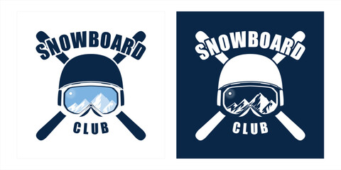 Winter Head Equipment Snowboarding Logotype Sticker Vector