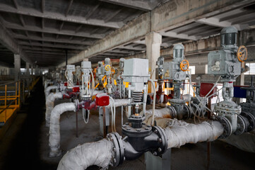 Piping of autoclaves with pipes valves and automatic drives