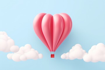 Dreamy 3D Heart Balloon on Cream Background