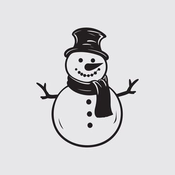 Snowman Image vector, snowman with broom