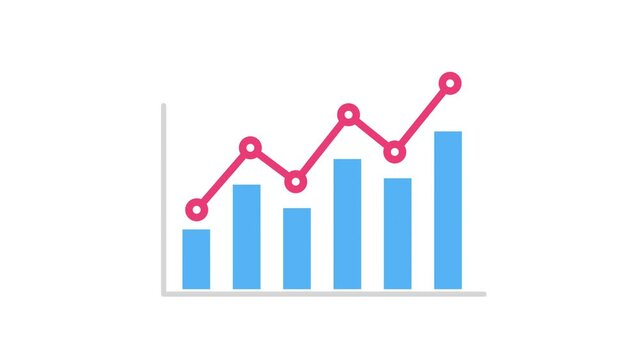 Motion graphic business growth bar chart investment ideas. 2D animation.