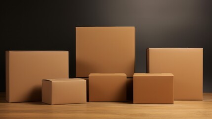 Plain cardboard box for label mockup, gift package.