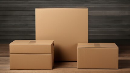 Plain cardboard box for label mockup, gift package.