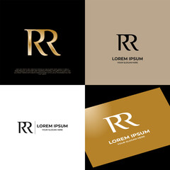 RR Initial Modern Typography Gold Emblem Logo Template For Business