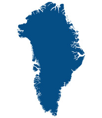 Greenland map. Map of Greenland in blue color