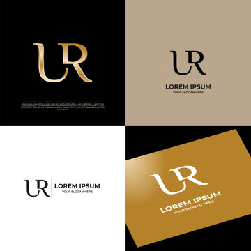 UR Initial Modern Typography Gold Emblem Logo Template For Business