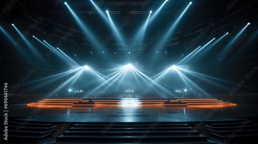 Poster modern stage with lights. generative ai.