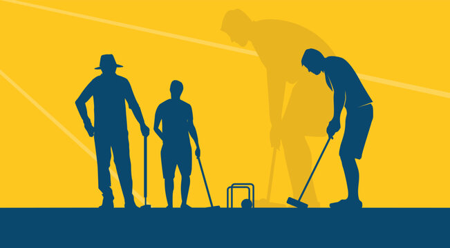 Premium Illustration of croquet player playing together best for your digital graphic and print