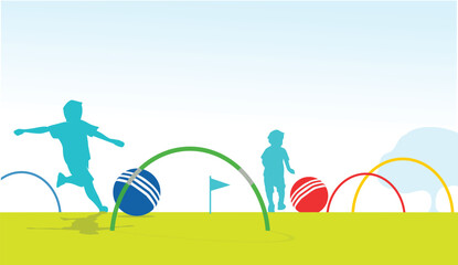 Cool Illustration of kids playing croquet together best for your digital graphic and print	