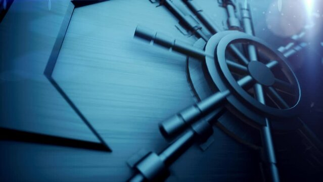 safe opening by turning the circles, which unlocks the lock and opens the heavy steel door. Intro to green screen footage animation for logo or beginning of video