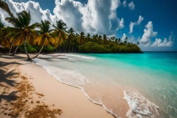 beach with coconut trees