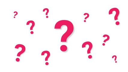 Movement of many question marks The concept of doubt that needs an answer. 2D Animation.