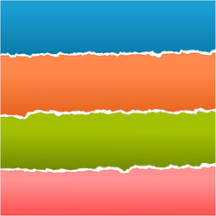 Set torn ripped paper sheets with sticker vector