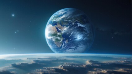 Naklejka na ściany i meble Earth planet in space mysterious space background photo