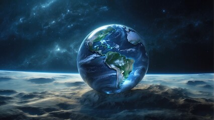 translucent earth in space background photo