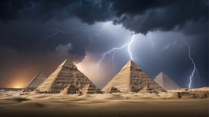 ancient historical Giza pyramid of the castle background photo at night - obrazy, fototapety, plakaty