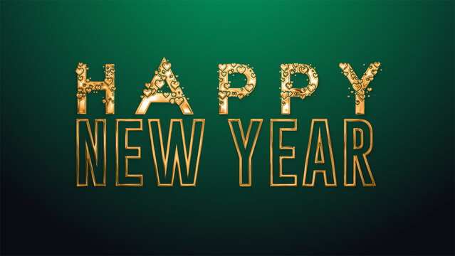 Happy New Year. Greeting Card. Green Background. The video of this image is in my portfolio.	