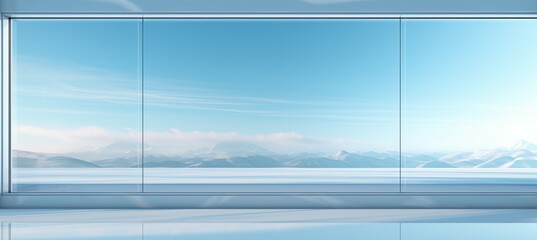 Blue sky background from glass window. Generative AI technology.	
