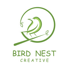 Bird's Nest Logo Design, Bird House Vector For Eggs, Simple modern and elegant bird nest logo, logo for nature photographer, startups, or a business logo with a nature theme