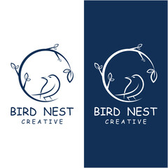 Bird's Nest Logo Design, Bird House Vector For Eggs, Simple modern and elegant bird nest logo, logo for nature photographer, startups, or a business logo with a nature theme