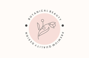 Botanical logo vector icon illustration hipster vintage retro