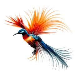 small orange, blue, red and green birds flapping their beautiful wings - PNG file with transparent background - created using AI