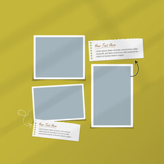 Madboard frame mockup vector template, paper frame photo mockup for social media post