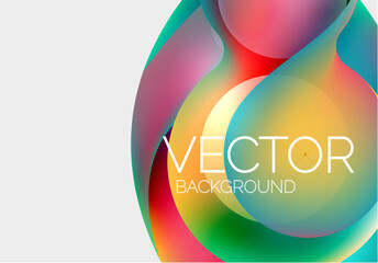Beautiful flowing round shapes and circles abstract background. Liquid color bubble composition