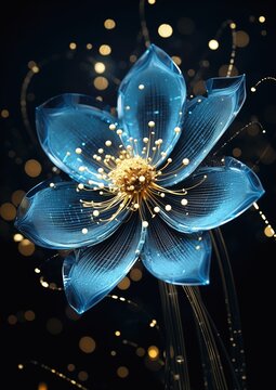 blue flower white dots gorgeous golden filigree uplit bloomy avatar hello cute