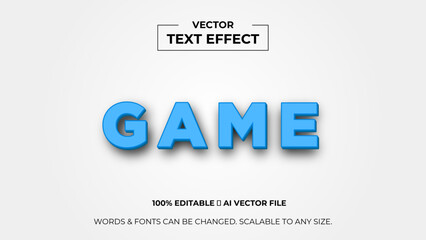 Game 3d editable text effect premium vector. Editable text style effect. 3d cover of business presentation banner for sale event night party. vector illustration