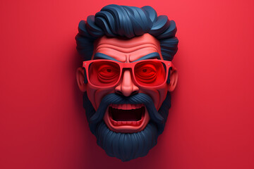 Mad guy 3d icon concept illustration minimalistic 