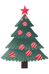 Colorful Christmas tree hand drawn  isolated  on white background vector illustration 