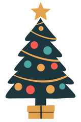 Colorful Christmas tree hand drawn  isolated  on white background vector illustration 