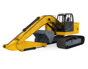 Obraz premium Yellow Excavator Isolated