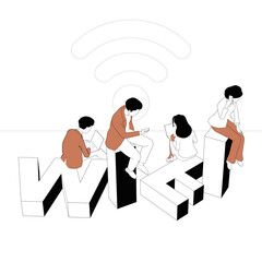 employees, people are sitting around using wifi.