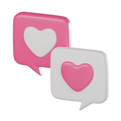 Love Chat Connections, 3D Icon for Valentine's Day Dialog and Social Romance. 3D render.